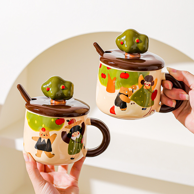 Anime Merchandise Mugs - Cute Cartoon Anime Merchandise Apple Tree