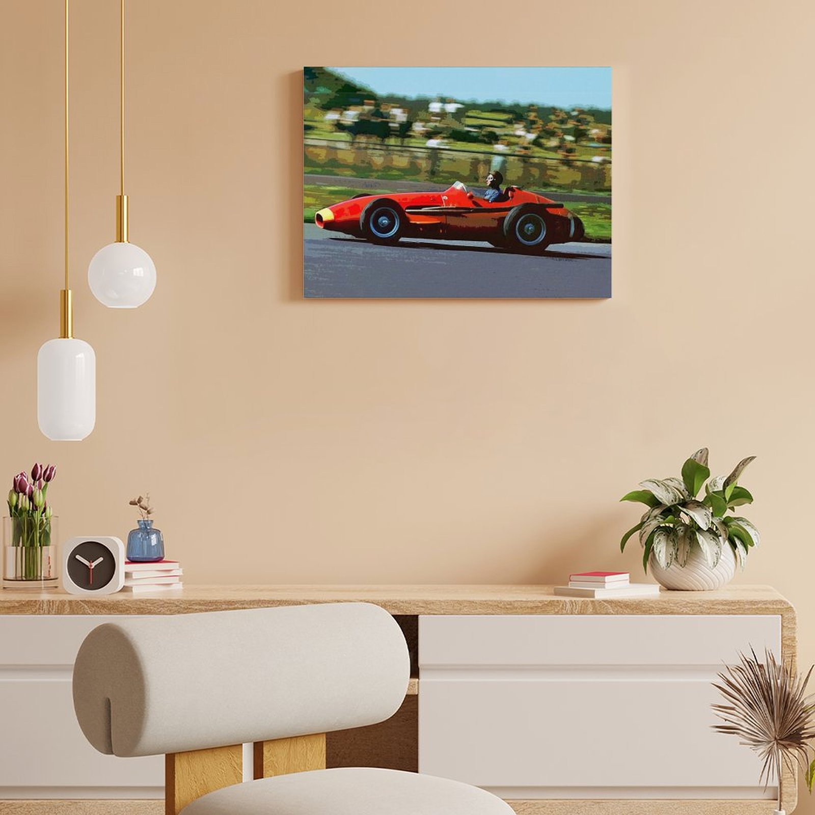 Juan Manuel Fangio Racing His  - Art Print Framed 评论和价格